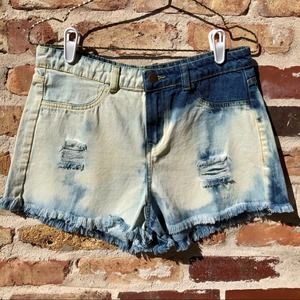 Custom Bleached Denim Shorts Large